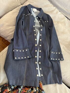 cinq a sept Dark Denim Midi Dress with Silver Studs